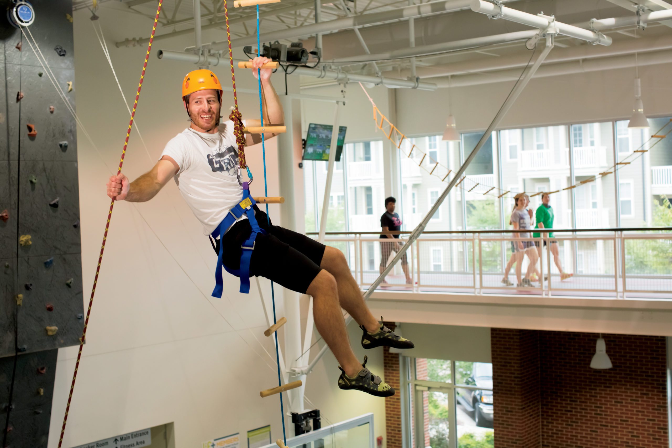 Lift Wellness Center.
Exterior
Kickboxing class
Machine area
Climbing wall adjacent to elevated track. 
Firecracker Ladder (climber) 
Pool area, fitness class 
©Journal Communications/Steve Jones